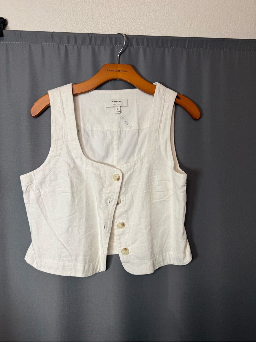 Banana Republic White Button-Front Crop Tank